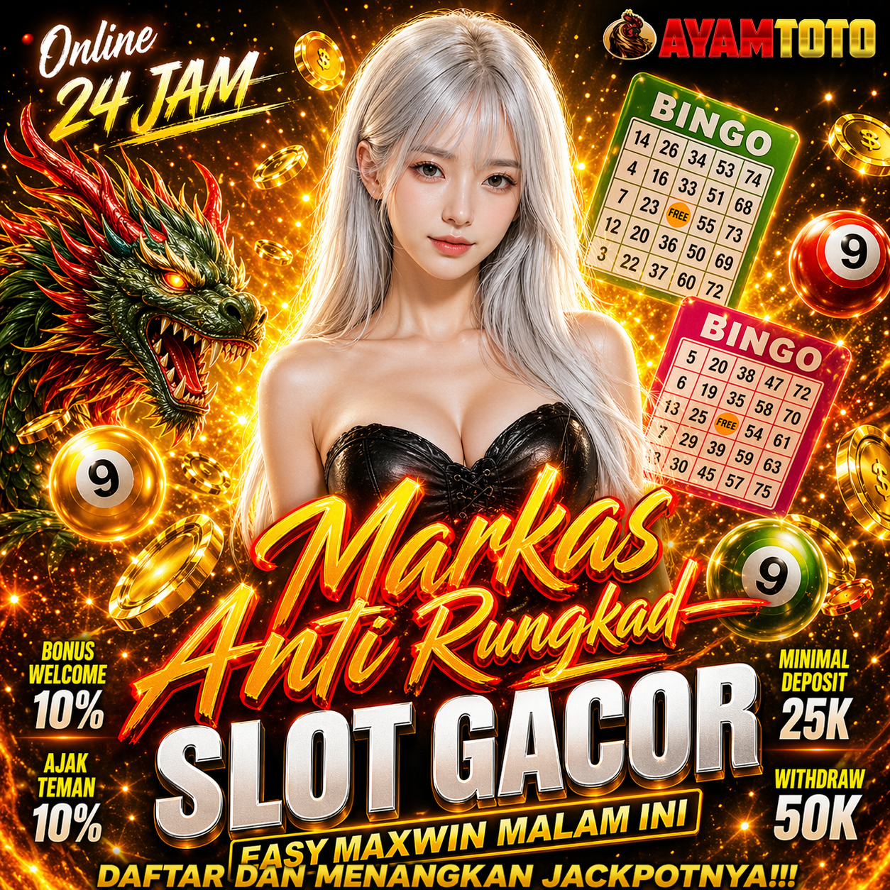 AYAMTOTO ⚡️ Markas Anti Rungkad Pemain Slot Gacor Easy Maxwin Malam Ini image 1
